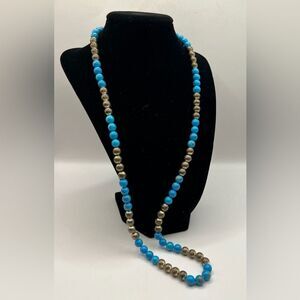 Kingman Turquoise and Sterling Silver Beaded Necklace